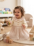 Fırfırlı Çi̇zgi̇li̇ Kız Bebek Müsli̇n Elbi̇se