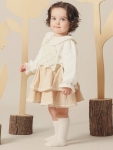 Vintage Esintili Fırfır Yakalı Bebek Takımı