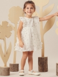 Çiçek Desenli Fırfırlı Kız Bebek Elbisesi