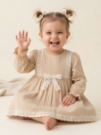İnce Dantelli̇ Kri̇nkıl Kız Bebek Elbi̇se