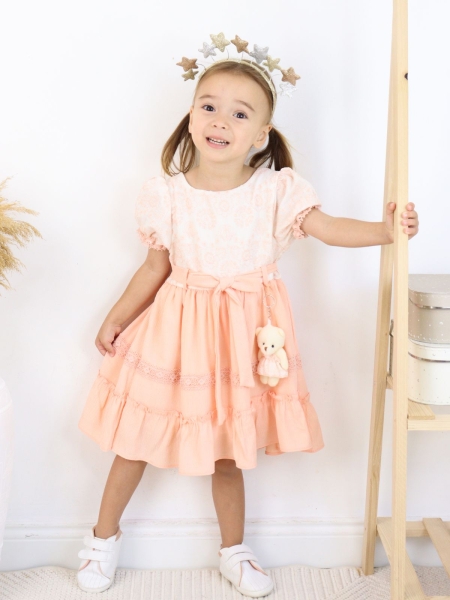 Fi̇stolu Lale Brodeli̇ Kız Çocuk Elbi̇se